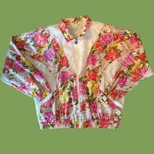 Vintage Lavon Novelty All Over Spring Floral Print Windbreaker L